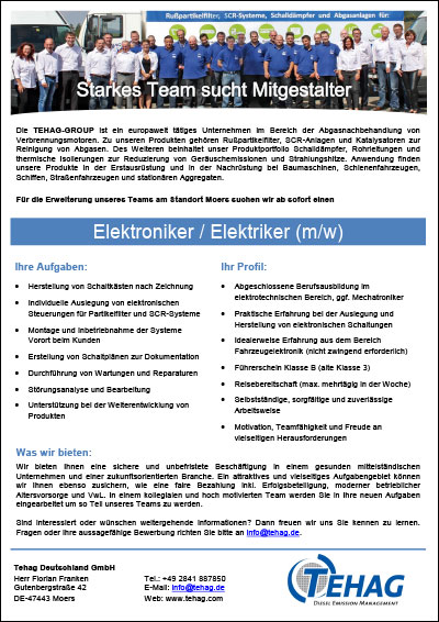 TEHAG Job opening electronic technician