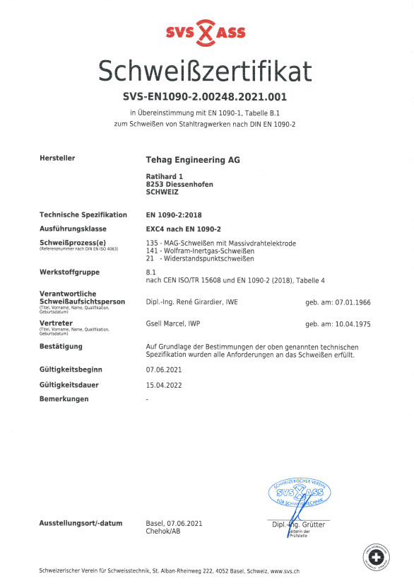 Qualität und Service: DIN-EN-3834--3-Zertifikat der DEKRA