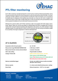 PTL filter monitorung data sheet